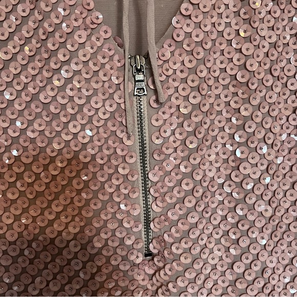 Alice + Olivia silk sequin blush mauve mini dress size 2 - Picture 7 of 10